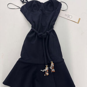 PatBO Jade Knit Mini Dress In Black Size XS NWT